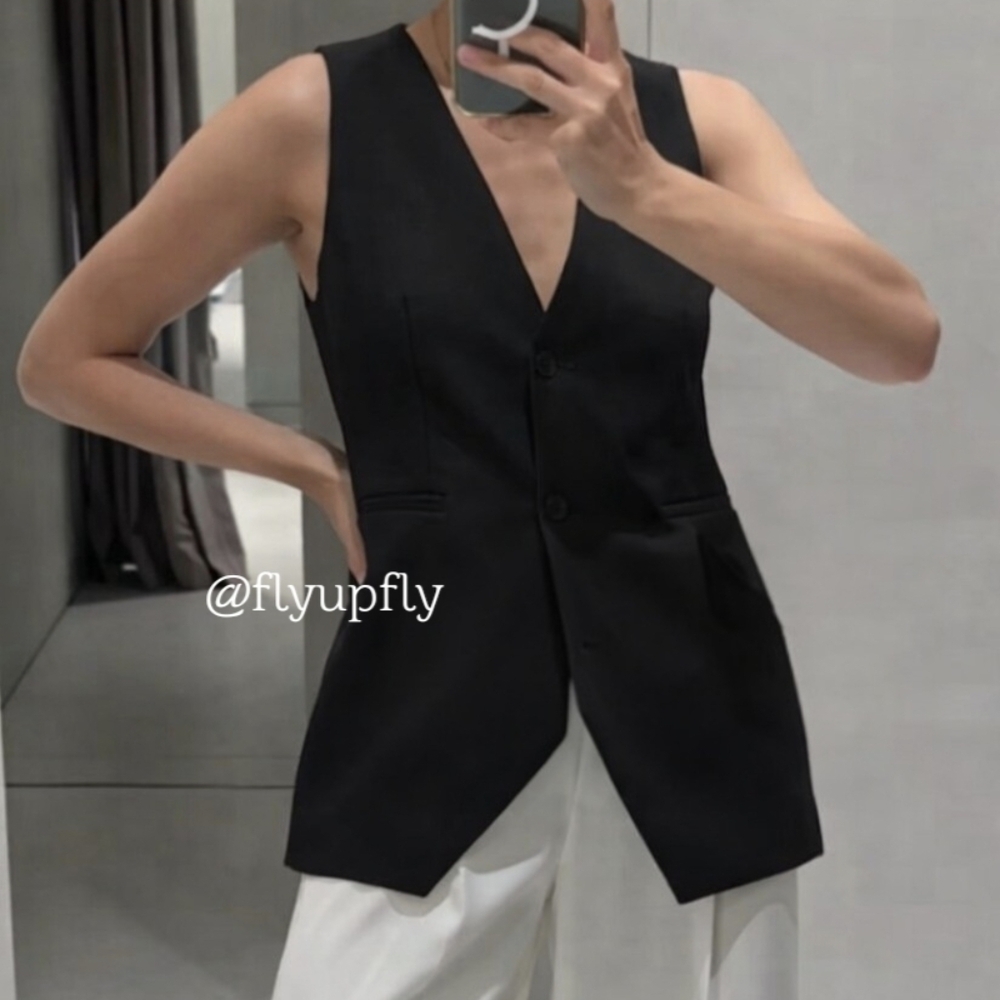 Zara NWT Tailored Vest Black Size M